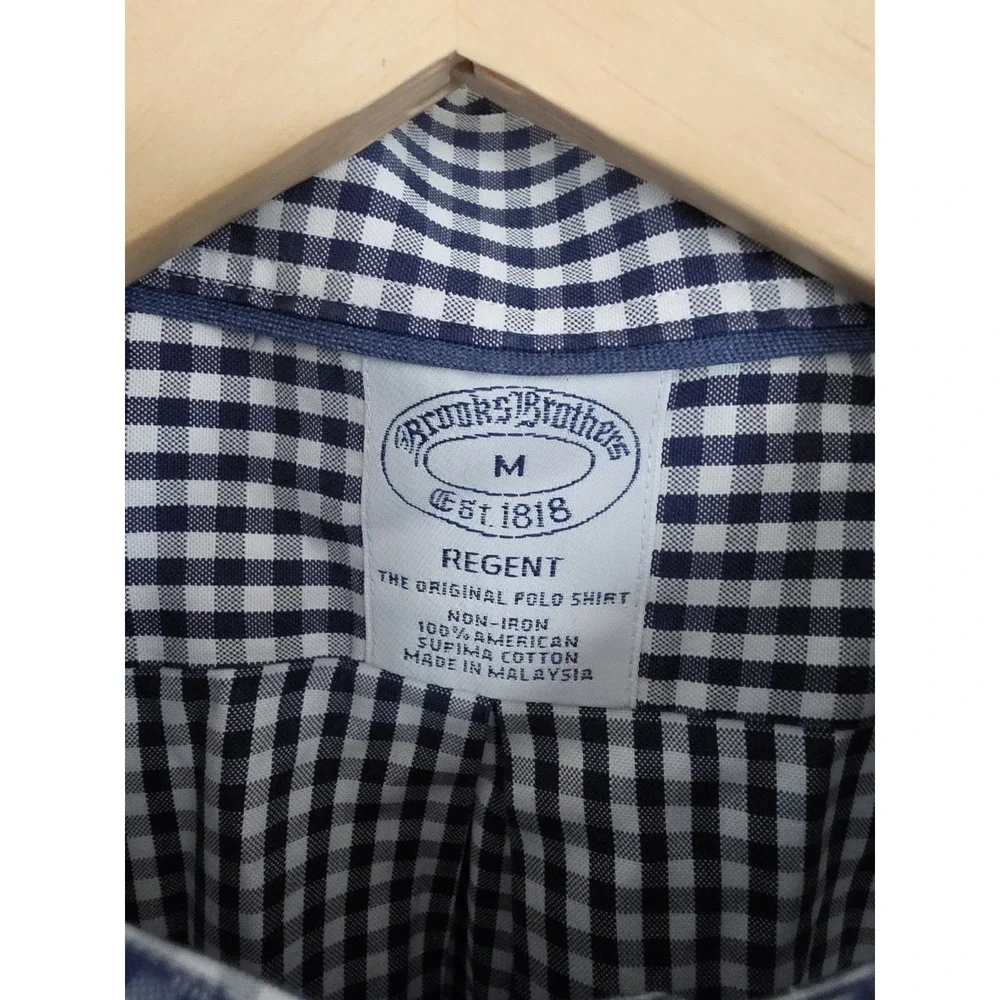 Men's M Brooks Brothers Regent Gingham Button Down Preppy ShirtBlue White